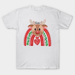 Santa's Reindeer Rainbow T-Shirt